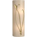 Forged Leaf and Stem 2 Light 5.5 inch Modern Brass Sconce Wall Light in White Art