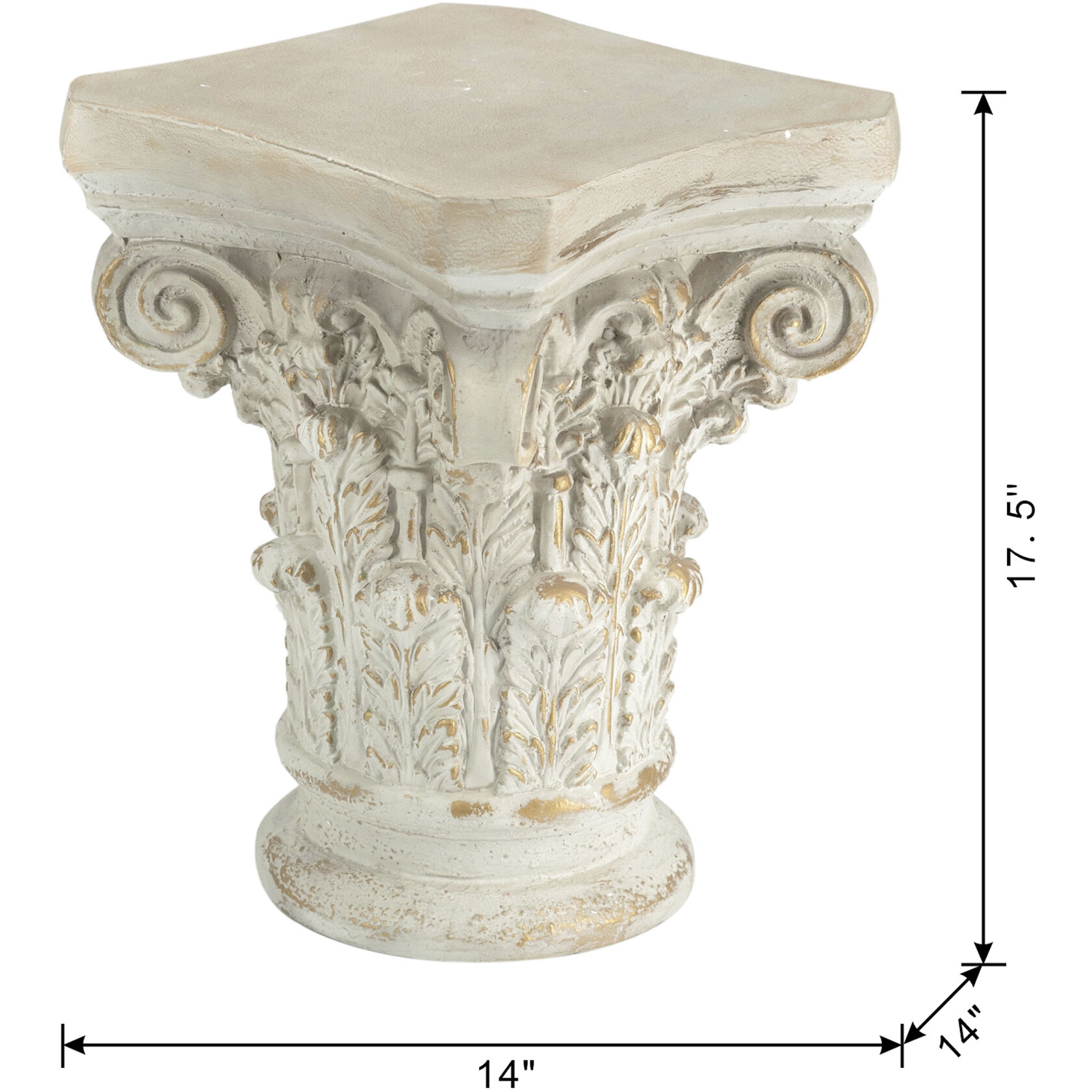Roman 17.5 X 14 inch White and Gold Pedestal