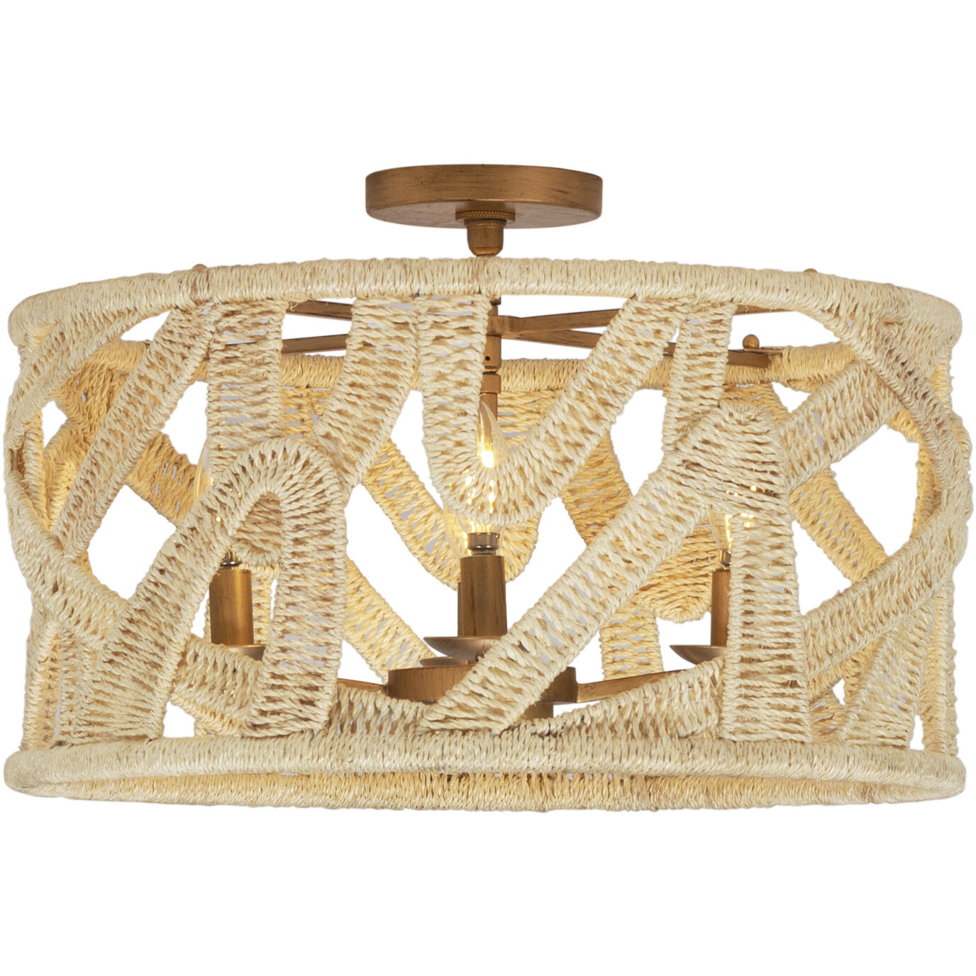 Soga 4 Light 20 inch Modern Gold and White Semi Flush Mount Ceiling Light