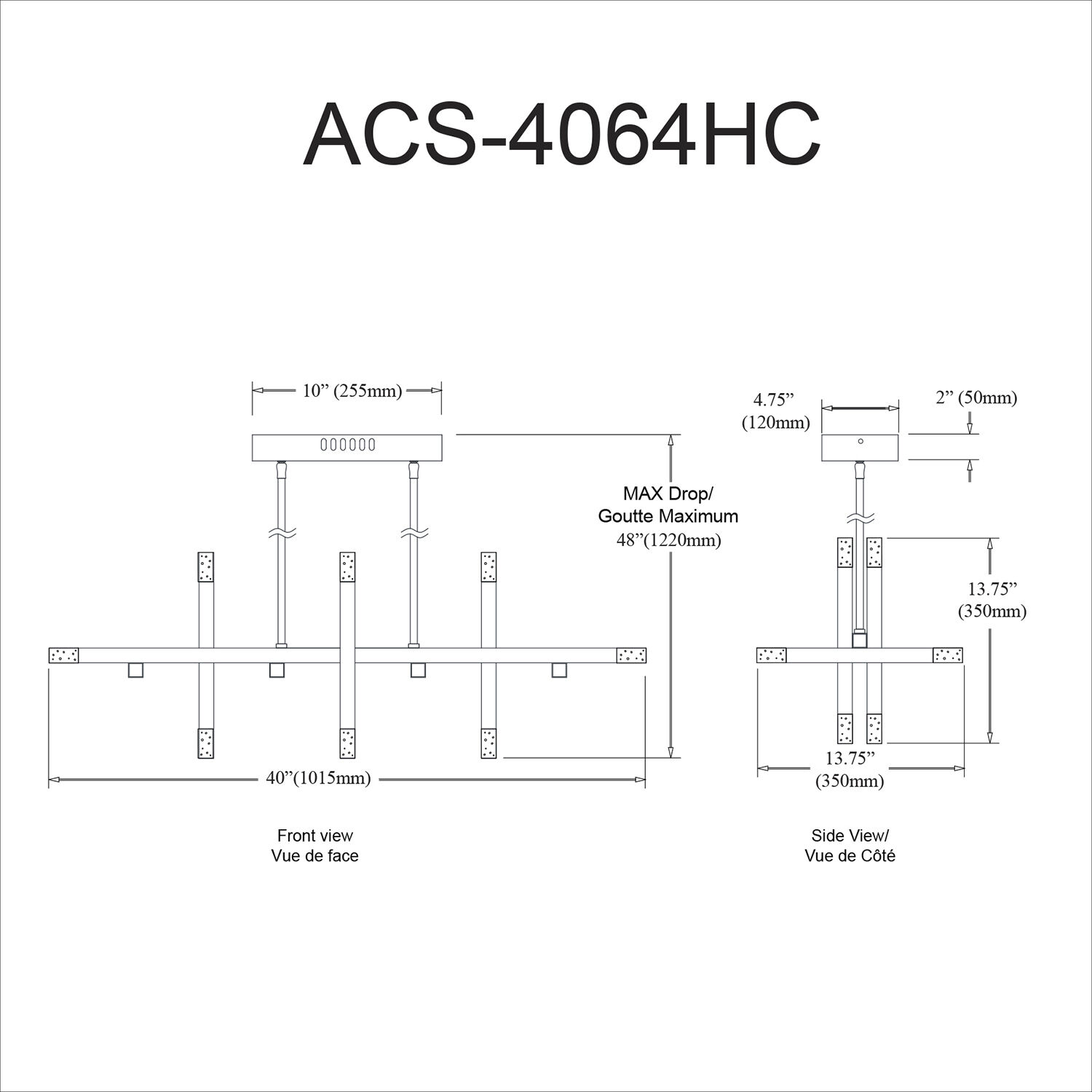 Acasia LED 40 inch Polished Chrome with Frosted Horizontal Chandelier Ceiling Light