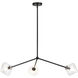 Novo 3 Light 33.75 inch Black Pendant Ceiling Light in Black and Clear