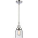 Franklin Restoration Small Bell 1 Light 5 inch Polished Chrome Mini Pendant Ceiling Light in Seedy Glass
