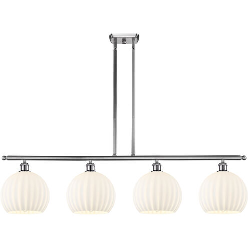 Ballston White Venetian 4 Light 48.25 inch Brushed Satin Nickel Stem Hung Island Light Ceiling Light