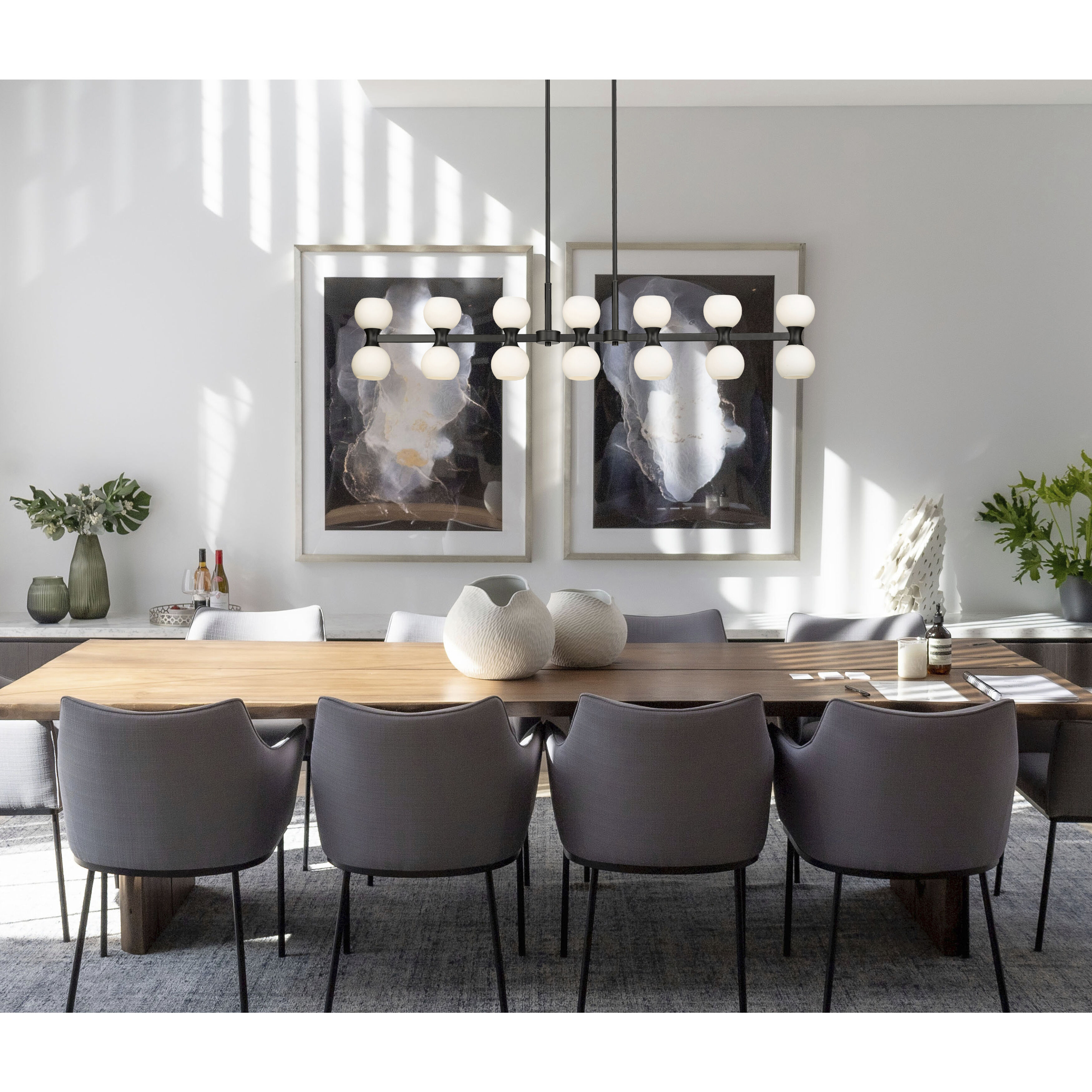 Artemis 14 Light 60 inch Matte Black Linear Chandelier Ceiling Light