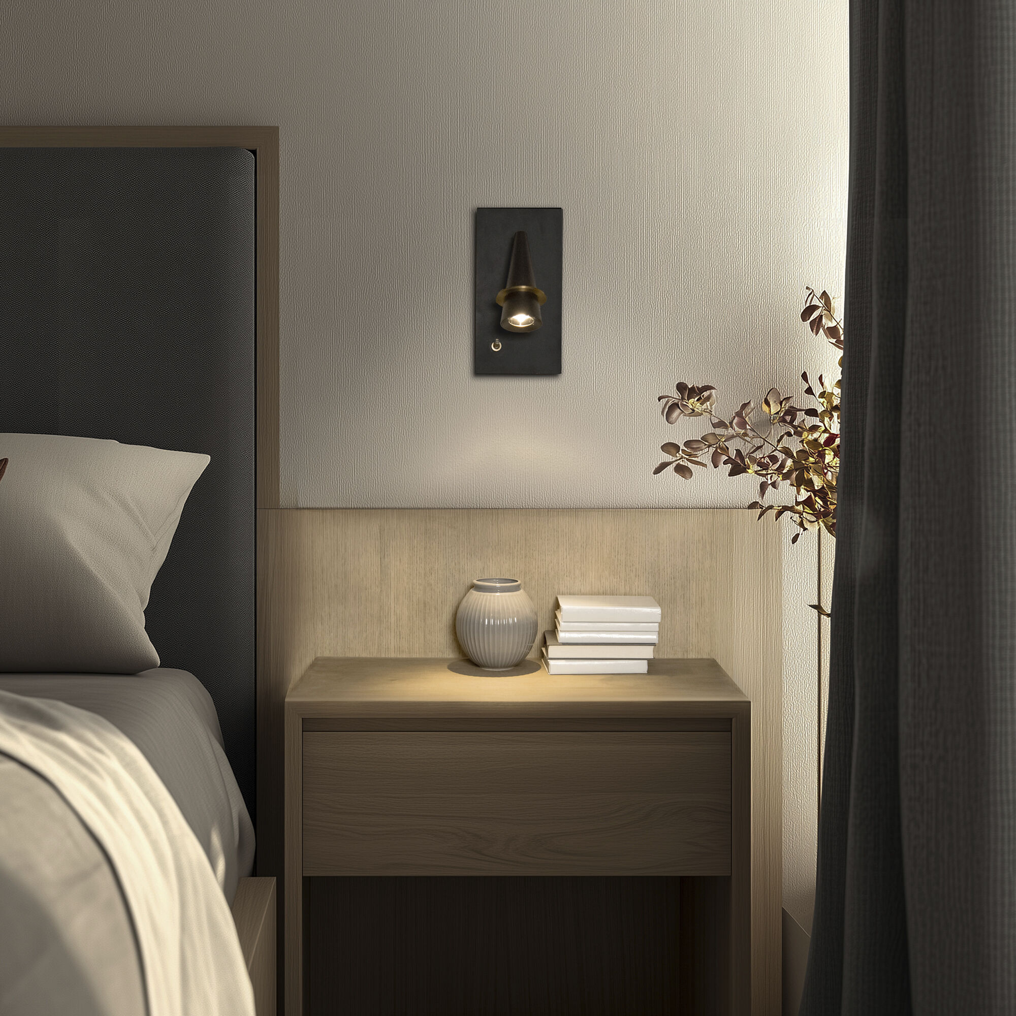 Wizard Indoor Wall Lighting in Black Aged Brass