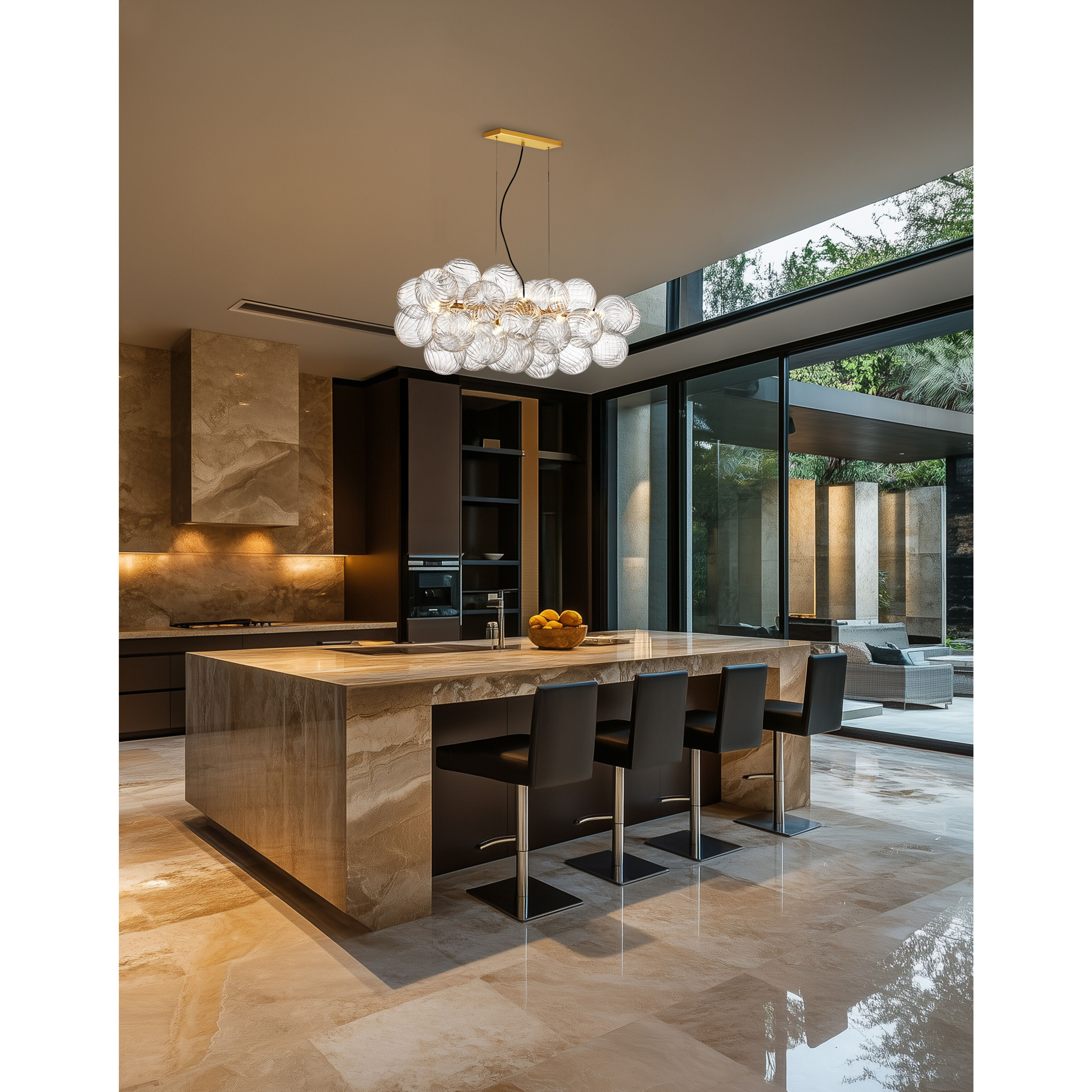 Charlize 10 Light 41 inch Aged Brass Horizontal Pendant Ceiling Light