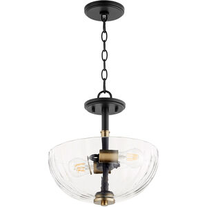 Monarch 2 Light 13 inch Noir and Aged Brass Dual Mount Pendant Ceiling Light