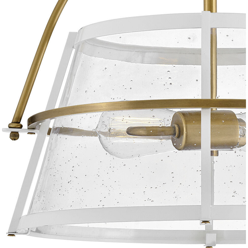 Tournon 15 inch Heritage Brass with Polished White Indoor Semi-Flush Mount Ceiling Light