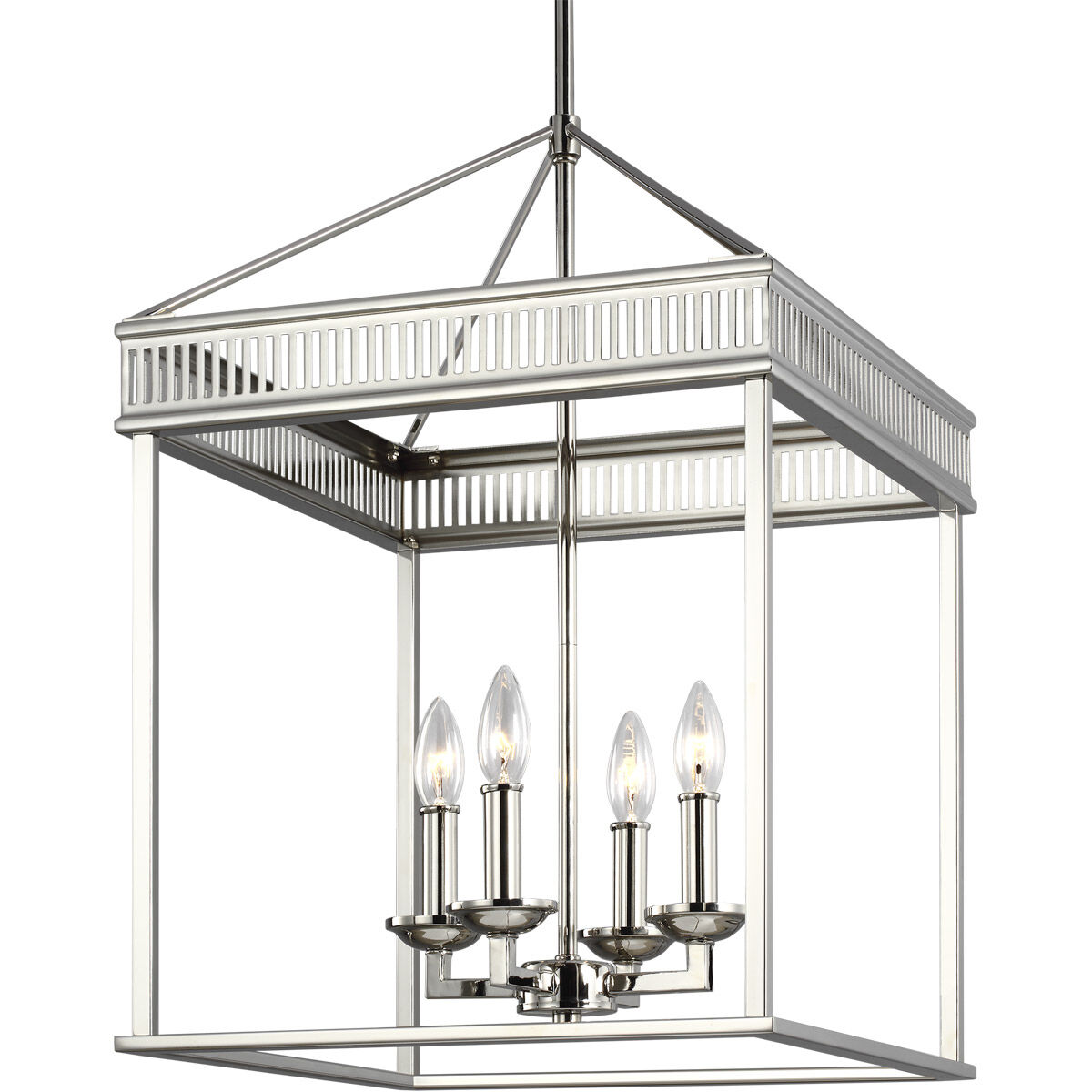 Sean Lavin Woodruff 4 Light 16 inch Polished Nickel Lantern Chandelier Ceiling Light