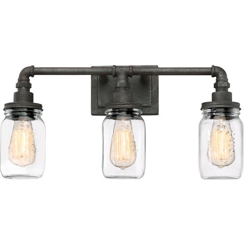 Squire 3 Light 22 inch Rustic Black Bath Light Wall Light