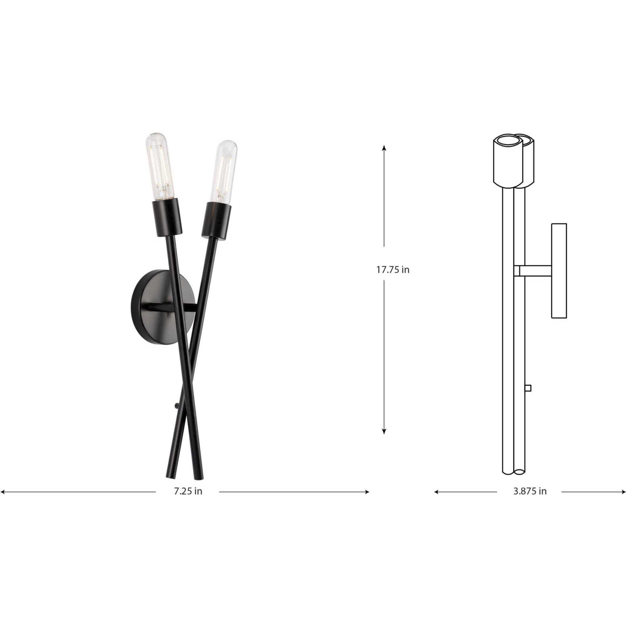 Astra 2 Light Matte Black Wall Bracket Wall Light, Design Series