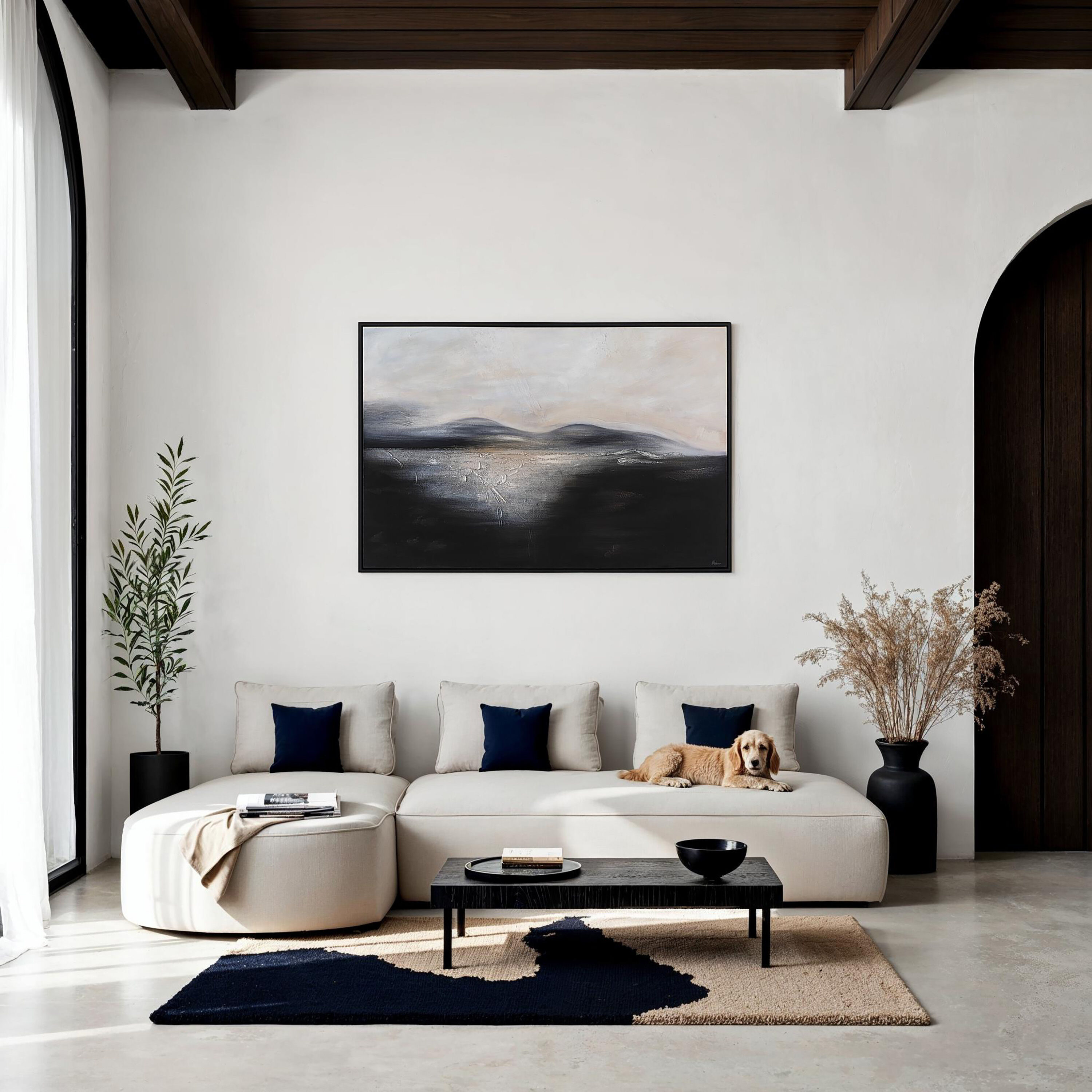 Suez Painted Matte Black Canvas Art