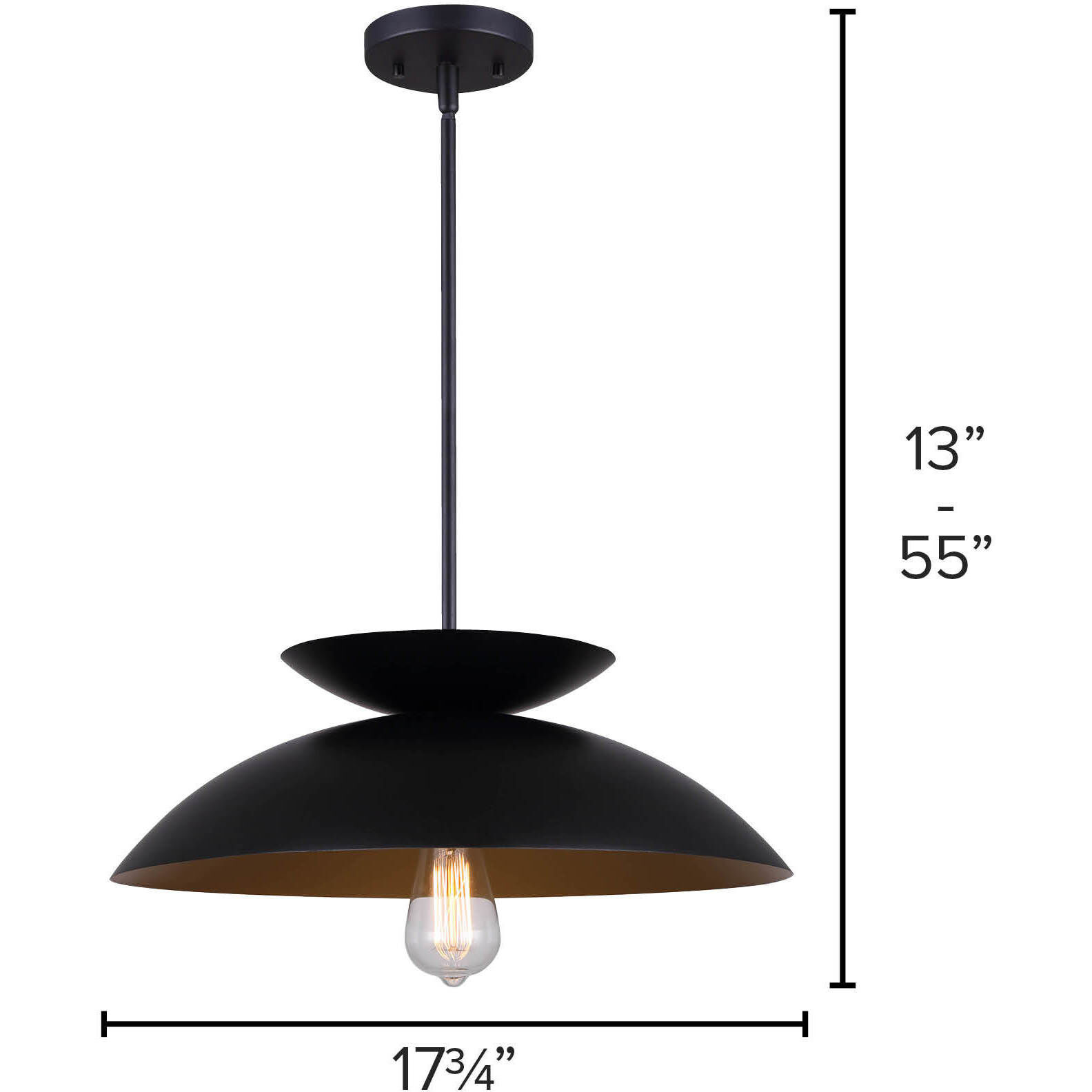 Ziva 1 Light 18 inch Matte Black Pendant Ceiling Light