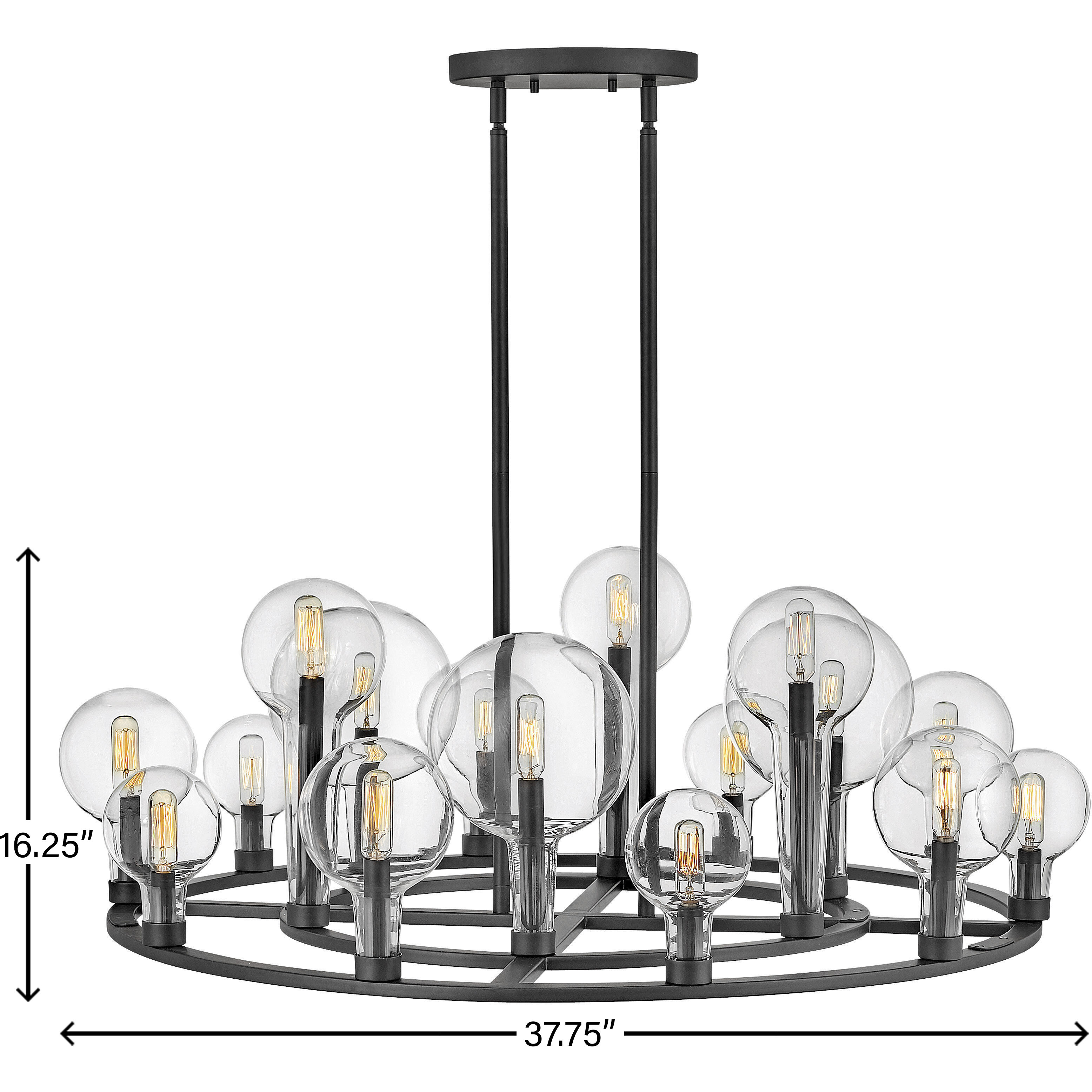 Alchemy 16 Light 37.75 inch Black Indoor Chandelier Ceiling Light