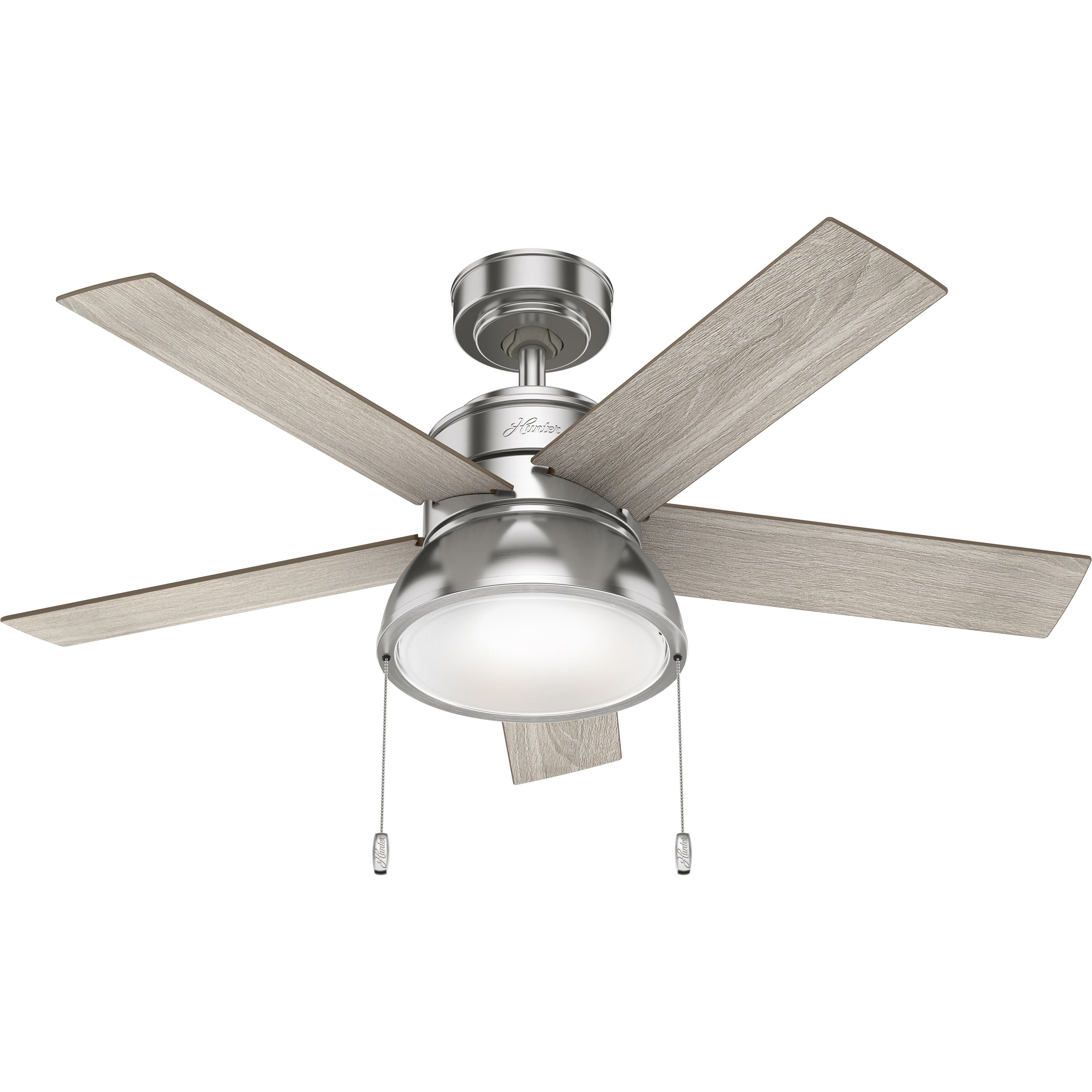 Lilliput 44 inch Brushed Nickel with Light Gray Oak Blades Ceiling Fan