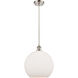 Ballston Athens LED 11.75 inch Brushed Satin Nickel Mini Pendant Ceiling Light in Matte White Glass, Silver