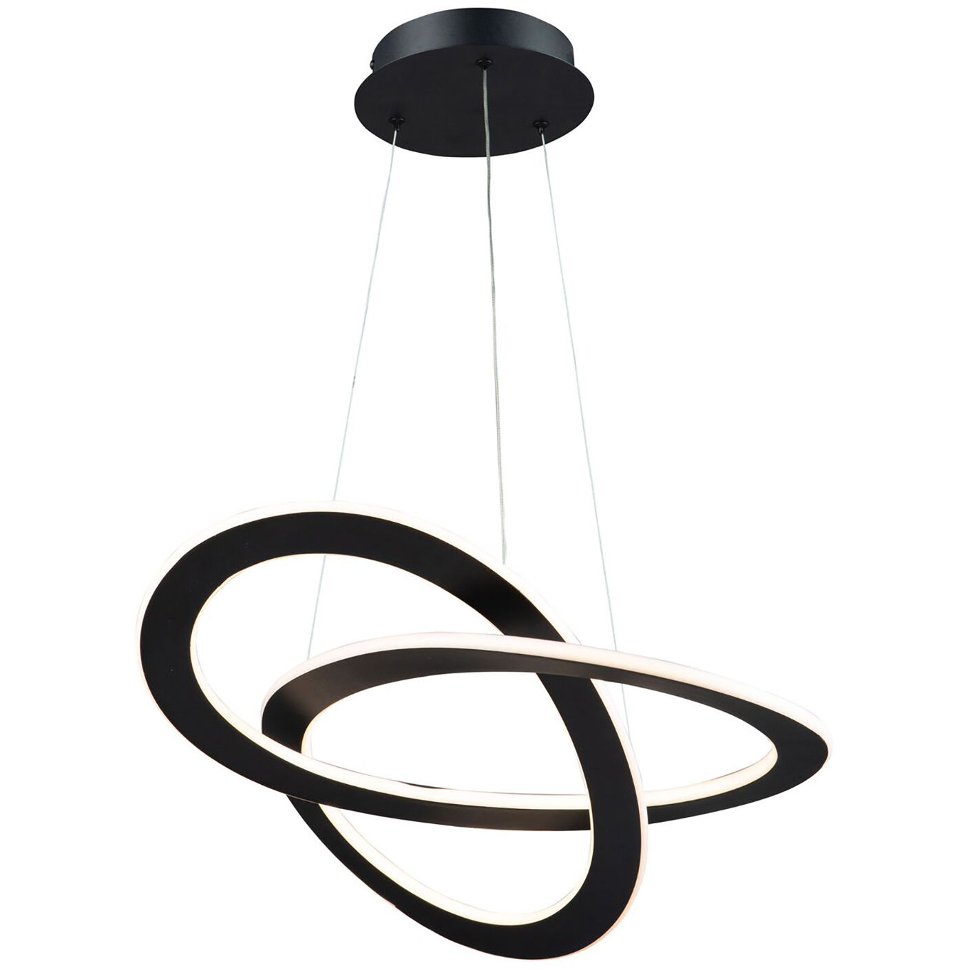 Wave LED 19.7 inch Black Chandelier Ceiling Light