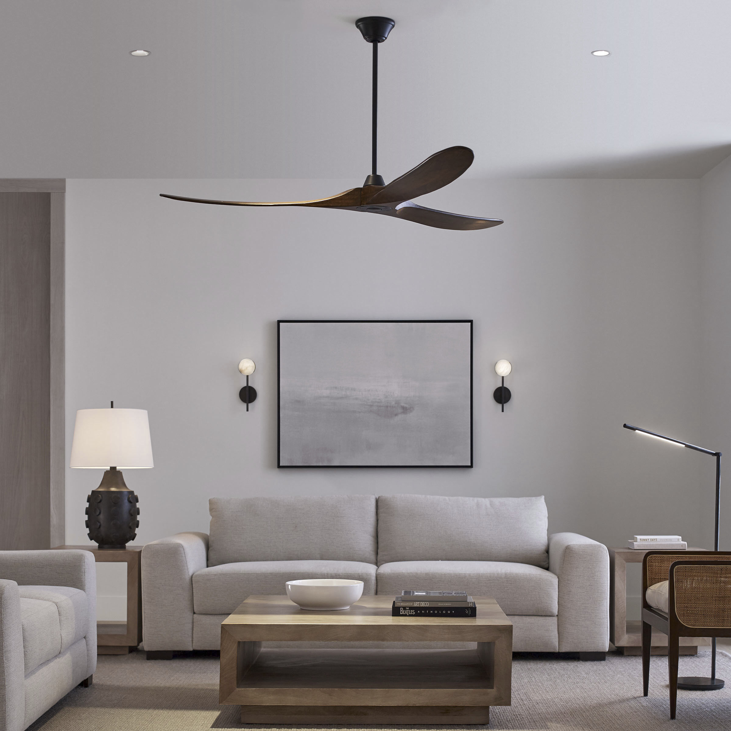 Maverick 70 inch Matte Black with Dark Walnut Blades Ceiling Fan