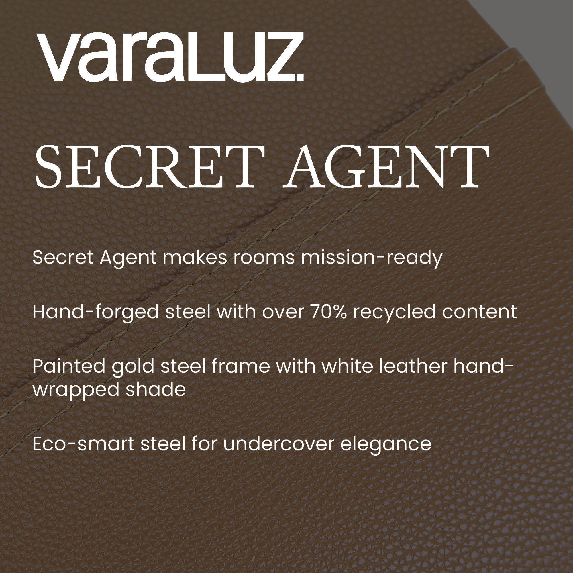 Secret Agent 28 inch 14 watt Gold and White Leather Table Lamp Portable Light