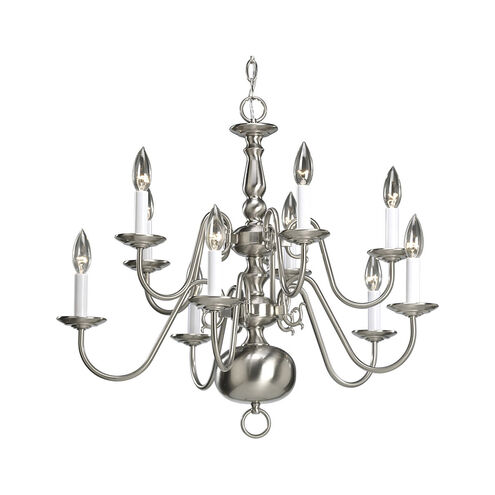 Americana 10 Light 26 inch Brushed Nickel Chandelier Ceiling Light