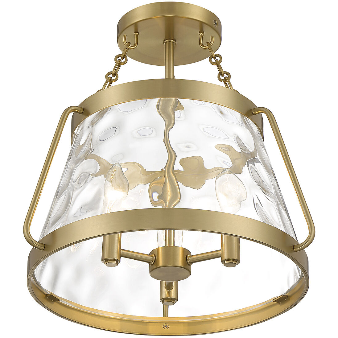 Crawford 3 Light 15 inch Warm Brass Semi-Flush Ceiling Light