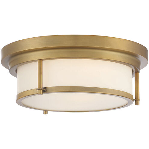 Contemporary 2 Light 13 inch Natural Brass Flush Mount Ceiling Light
