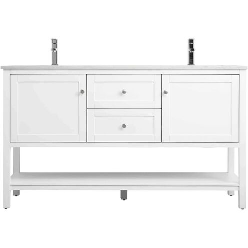 Heath 60 X 21.5 X 35 inch White Vanity Sink Set