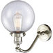 Franklin Restoration Large Beacon LED 8 inch Brushed Satin Nickel Sconce Wall Light in Seedy Glass, Franklin Restoration