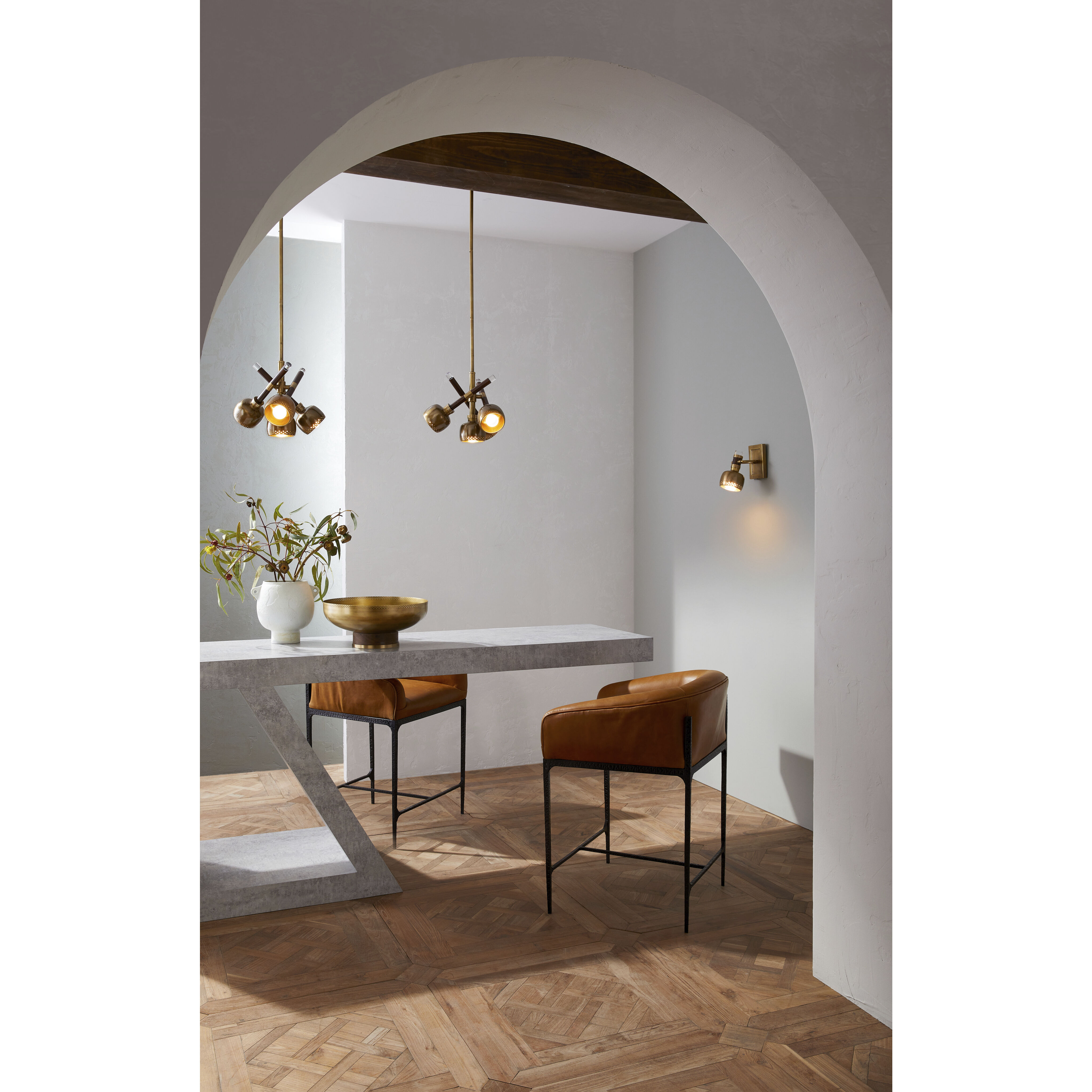 Pavo 4 Light 15 inch Dark Walnut and Vintage Brass Pendant Ceiling Light, Large