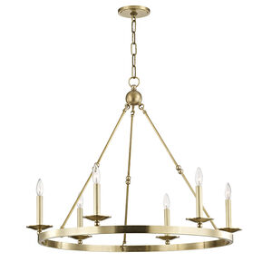 Allendale 6 Light 35.75 inch Aged Brass Chandelier Ceiling Light