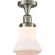 Franklin Restoration Bellmont LED 6 inch Brushed Satin Nickel Semi-Flush Mount Ceiling Light in Matte White Glass, Franklin Restoration
