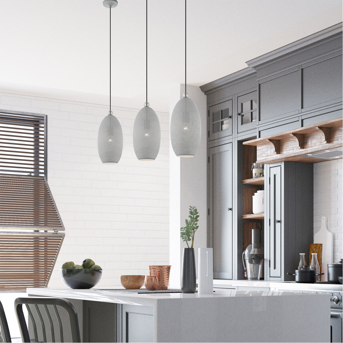 Dublin 1 Light 7 inch Nordic Gray with Brushed Nickel Accents Pendant Ceiling Light