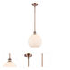 Ballston Large Athens LED 10 inch Antique Copper Pendant Ceiling Light in Matte White Glass, Ballston