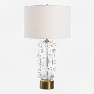 Aura 27.75 inch 150 watt Clear Glass and Brushed Brass Table Lamp Portable Light