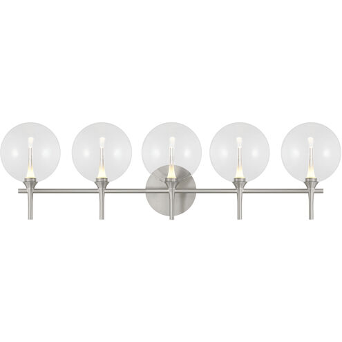 Iissa 5 Light 35.38 inch Satin Nickel Vanity Light Wall Light in Clear