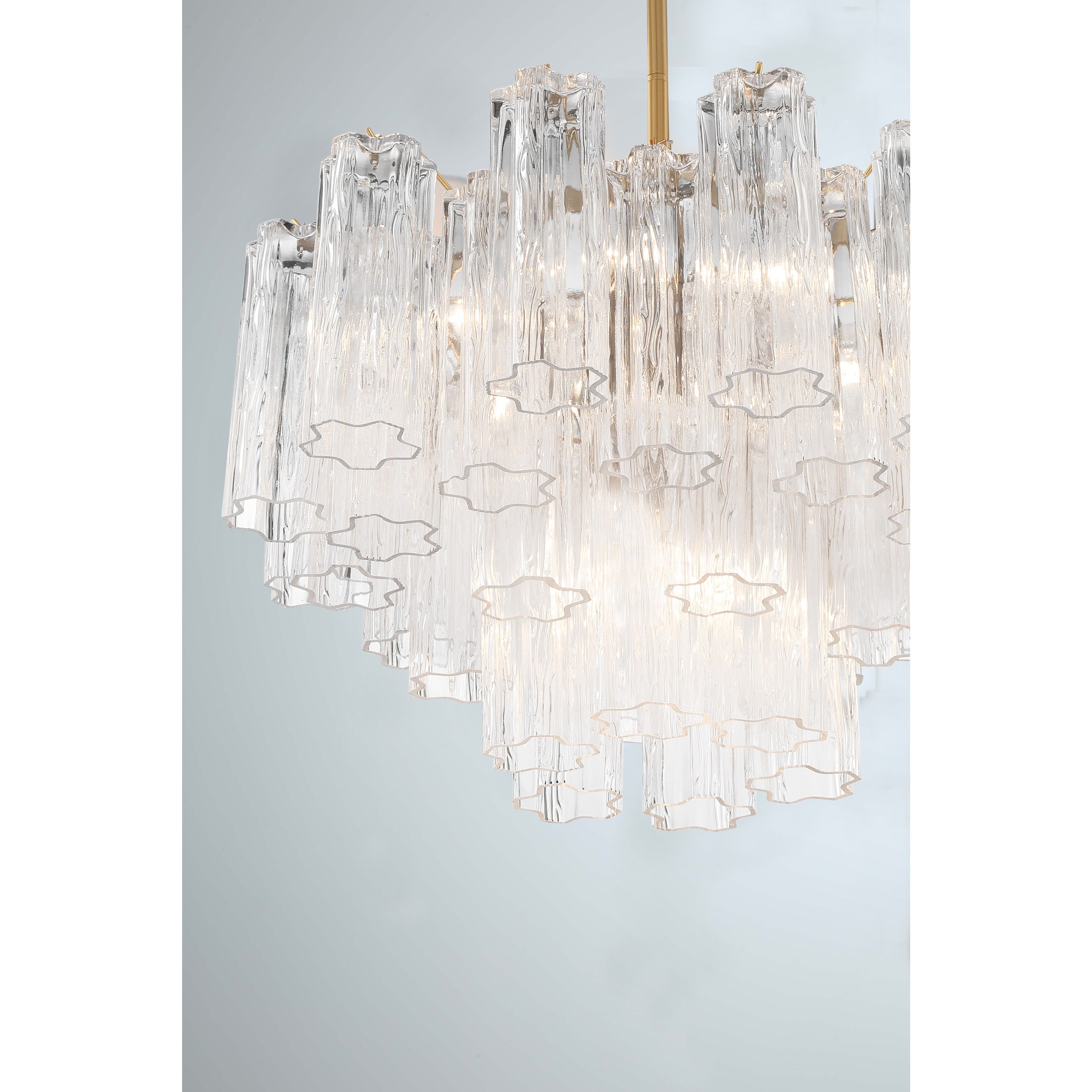 Addis 9 Light 22 inch Aged Brass Chandelier Ceiling Light in Tronchi Glass Clear