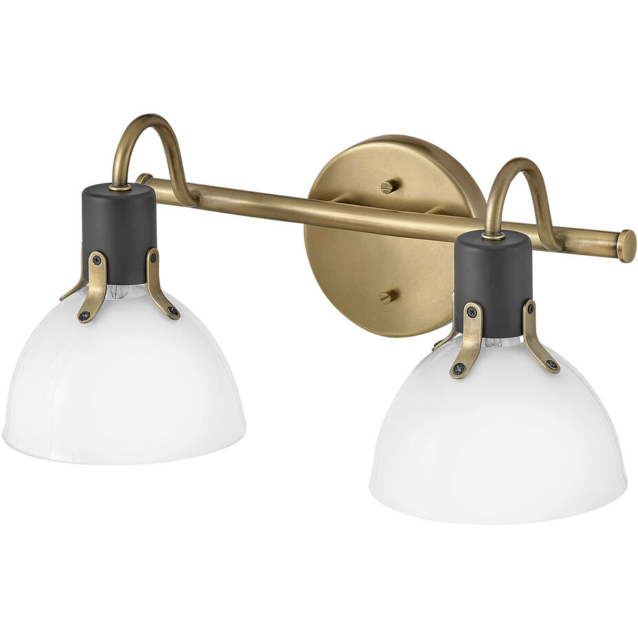 Argo 2 Light 18 inch Heritage Brass with Black Vanity Light Wall Light