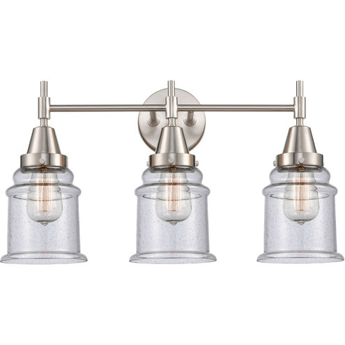 Caden 3 Light 24 inch Satin Nickel Bath Vanity Light Wall Light in Seedy Glass
