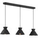 Mid-Century Modern 3 Light 40 inch Matte Black Linear Chandelier Ceiling Light
