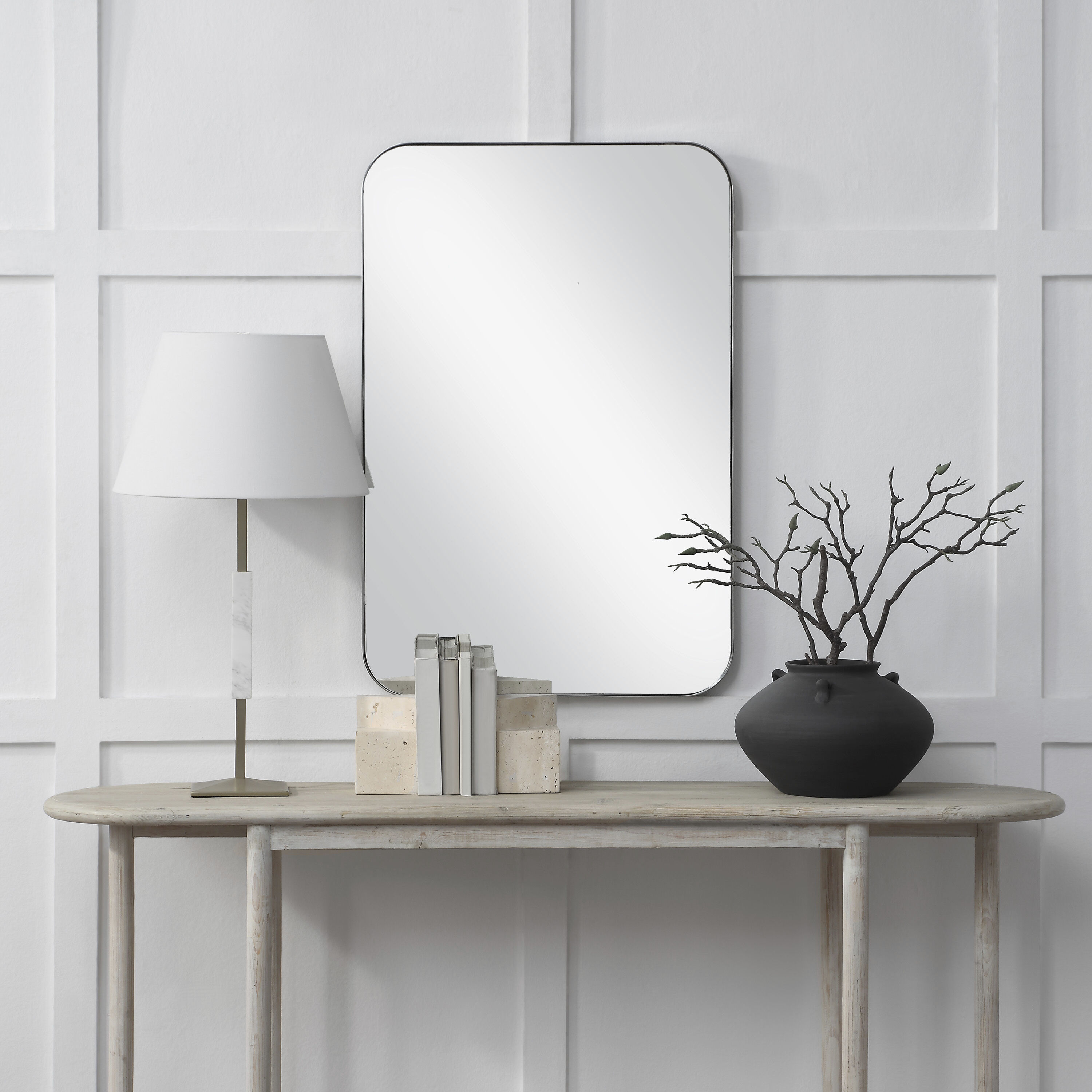 Louvas 36 X 24 inch Nickel Wall Mirror