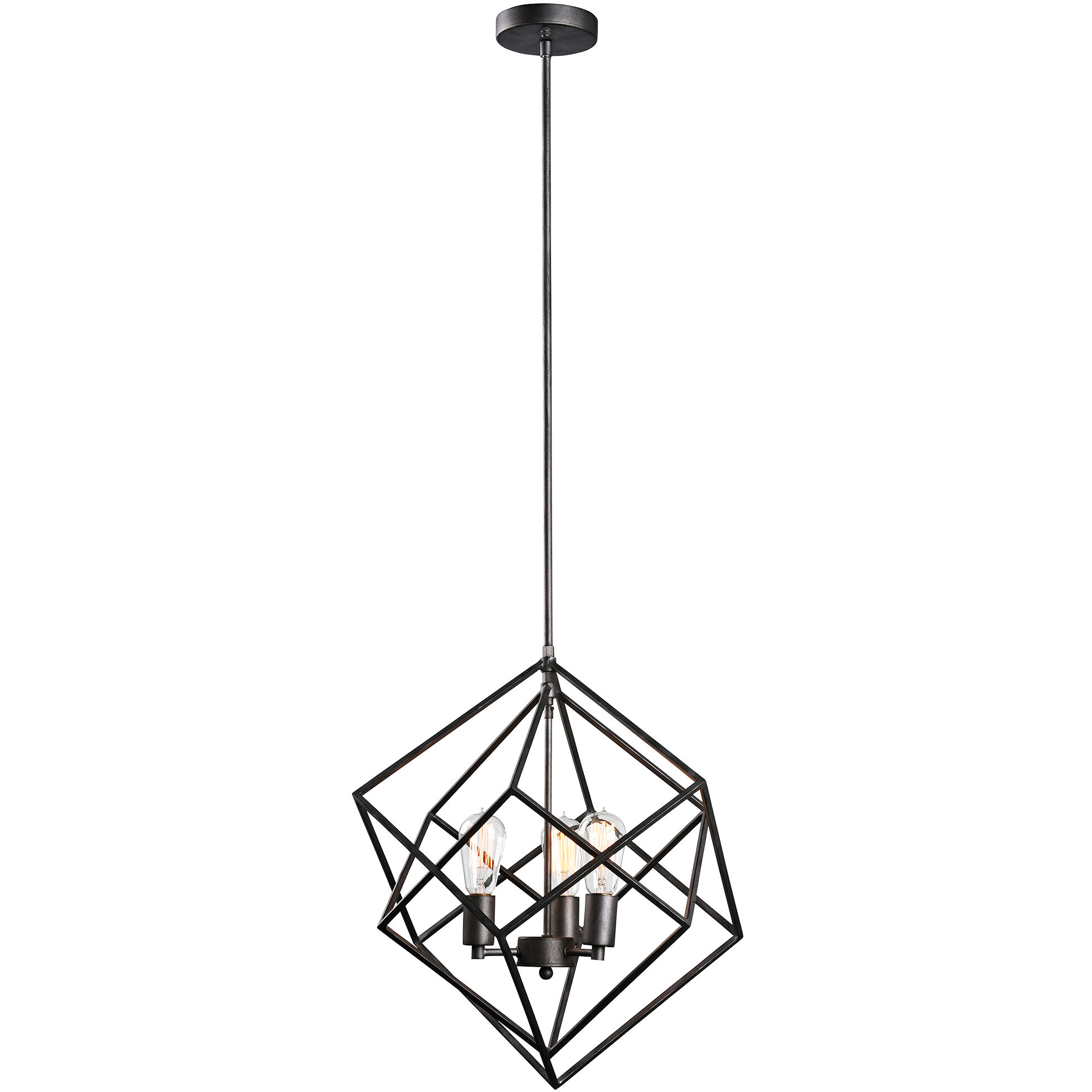 Geometry Series 3 Light 19.5 inch Rusty Black Pendant Ceiling Light