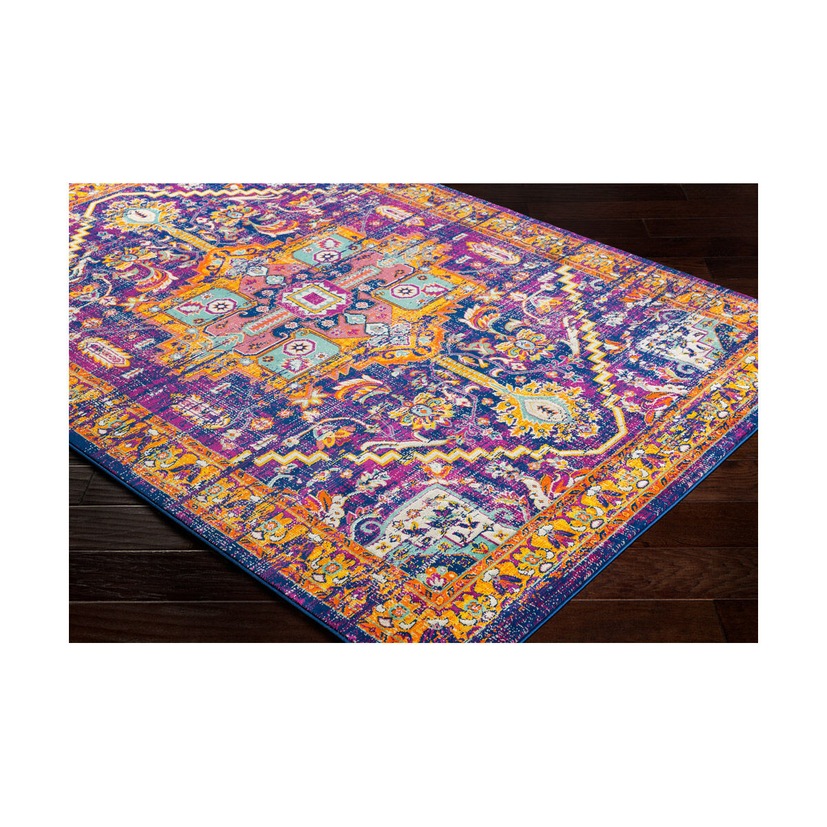 Jax 35 X 26 inch Dark Purple/Burnt Orange/Mustard/Mint/Emerald Rugs, Rectangle