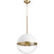 Fort Worth 1 Light 14.75 inch Studio White and Aged Brass Pendant Ceiling Light