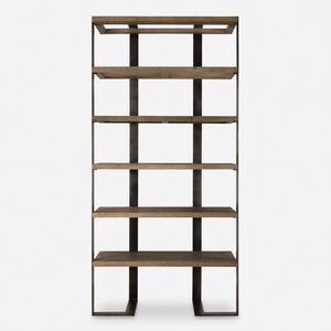 Felix 90 X 44 inch Natural Oak and Oxidized Black Etagere