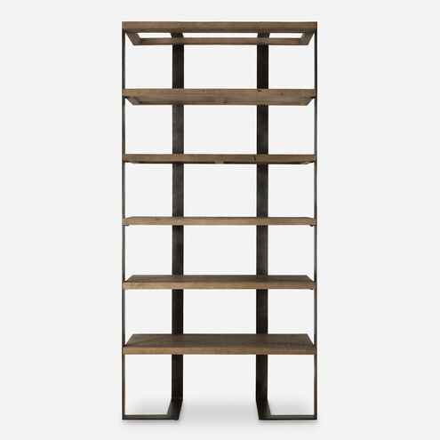Felix 90 X 44 inch Natural Oak and Oxidized Black Etagere