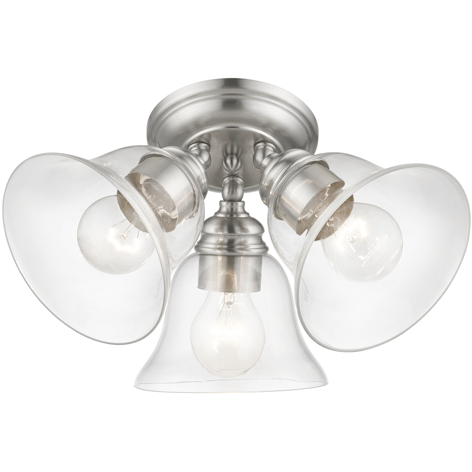 Moreland 3 Light 15 inch Brushed Nickel Semi-Flush Ceiling Light, Large