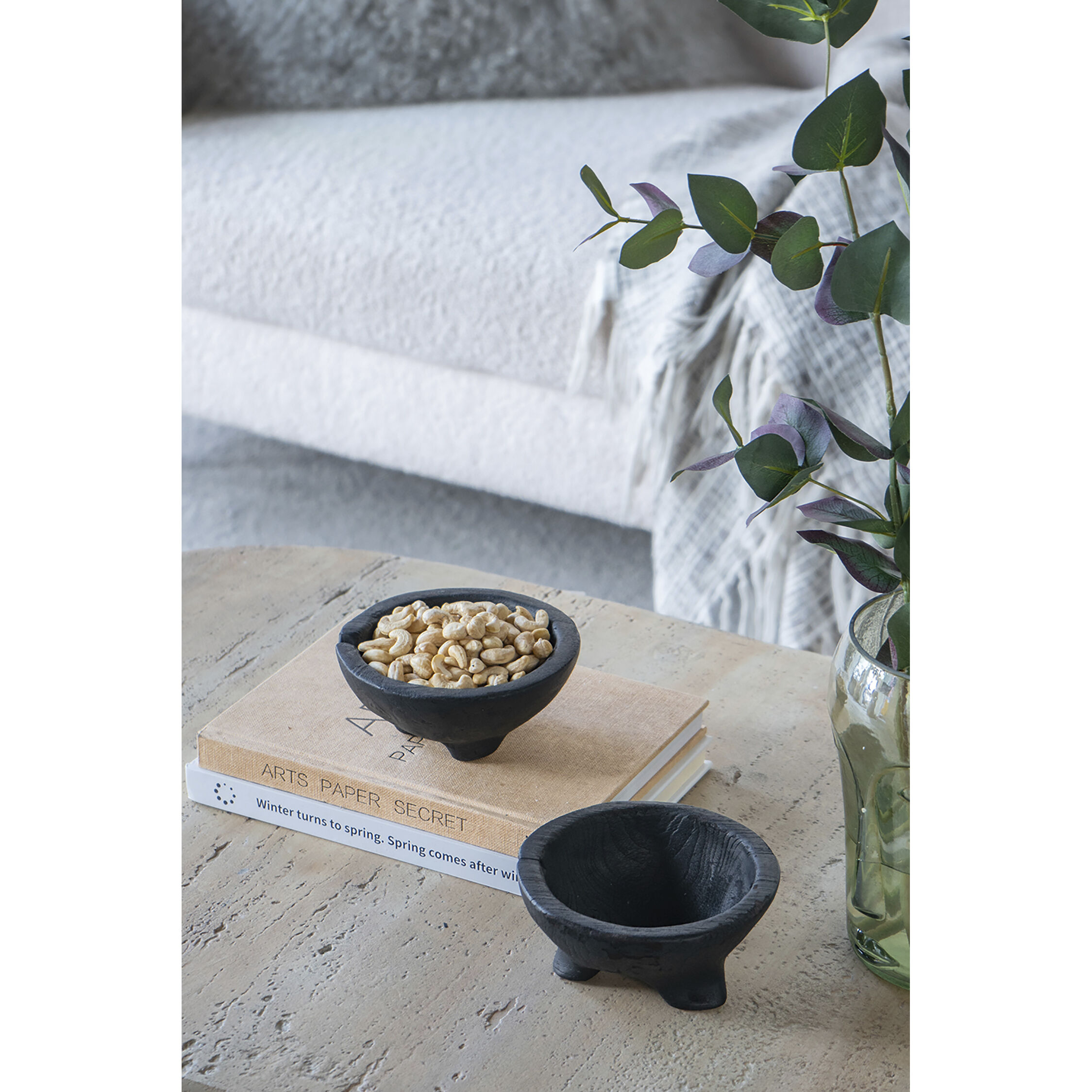 Teak 6 X 3 inch Bowls, With Legs, Set of 2