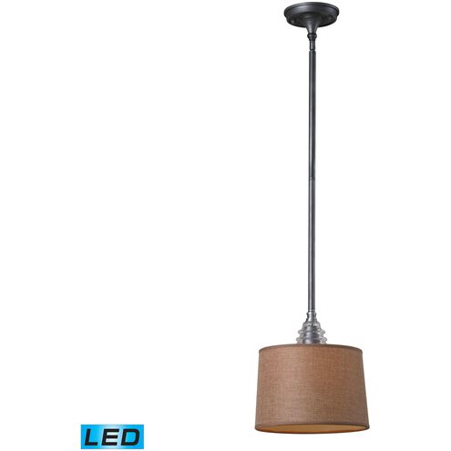 Insulator Glass LED 10 inch Weathered Zinc with Clear and Brown Mini Pendant Ceiling Light