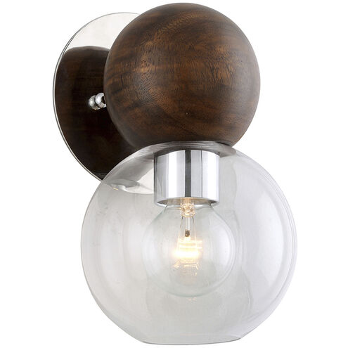 Arlo 1 Light 7 inch Polished Ss And Natural Acacia Wall Sconce Wall Light