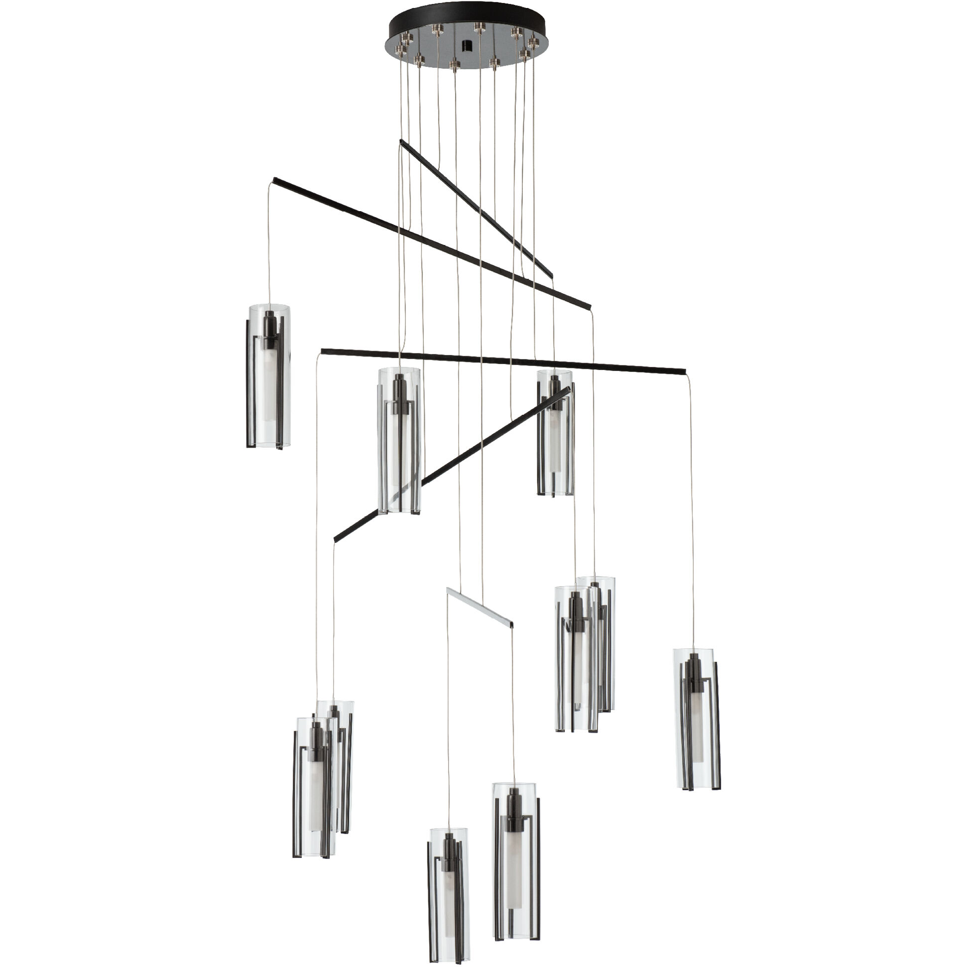 Exos 10 Light 34.9 inch Ink Mobile Pendant Ceiling Light in Clear
